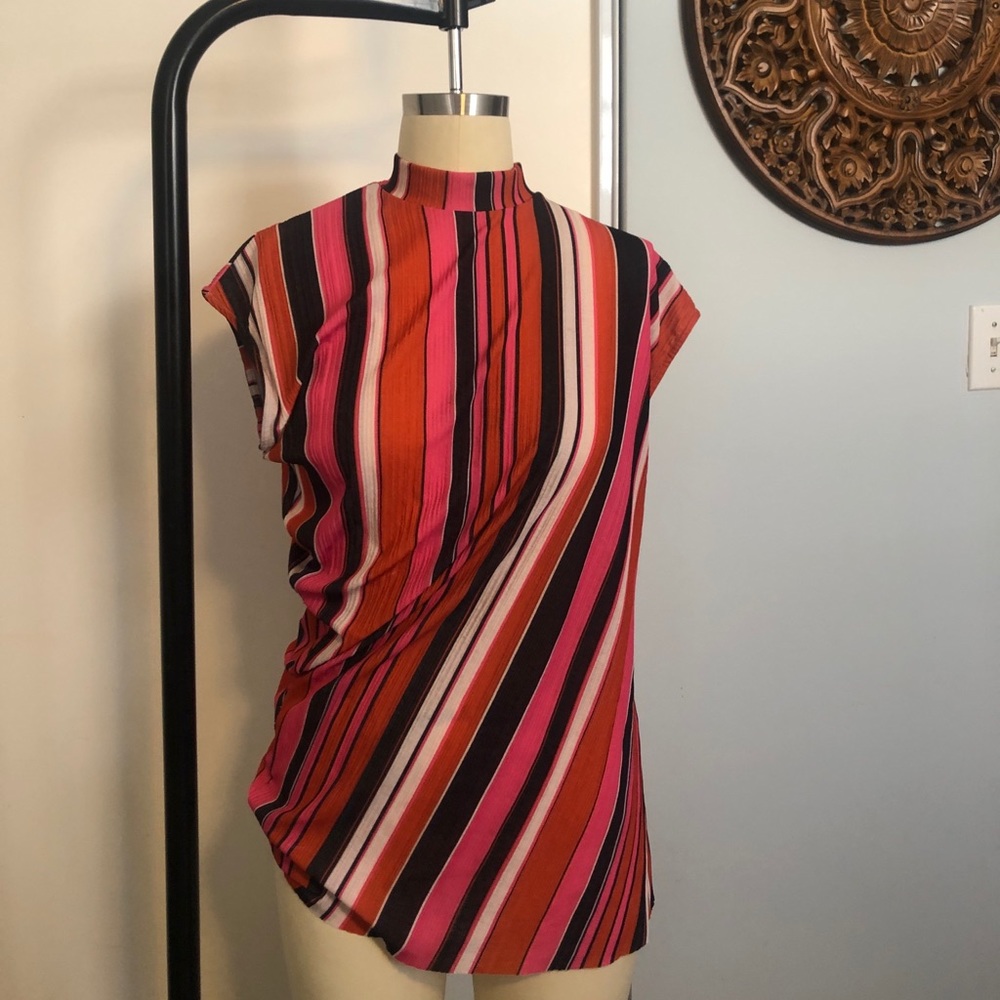 Zara striped band neck top